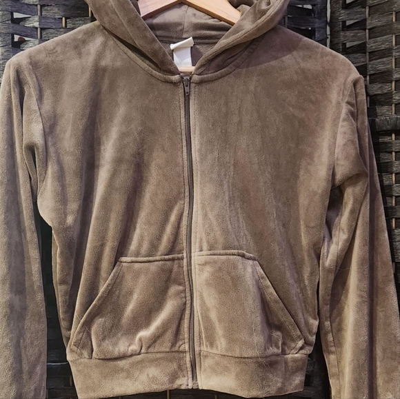 🐞3/33🐞 H&M brown velour cropped hoodie - Picture 2 of 7